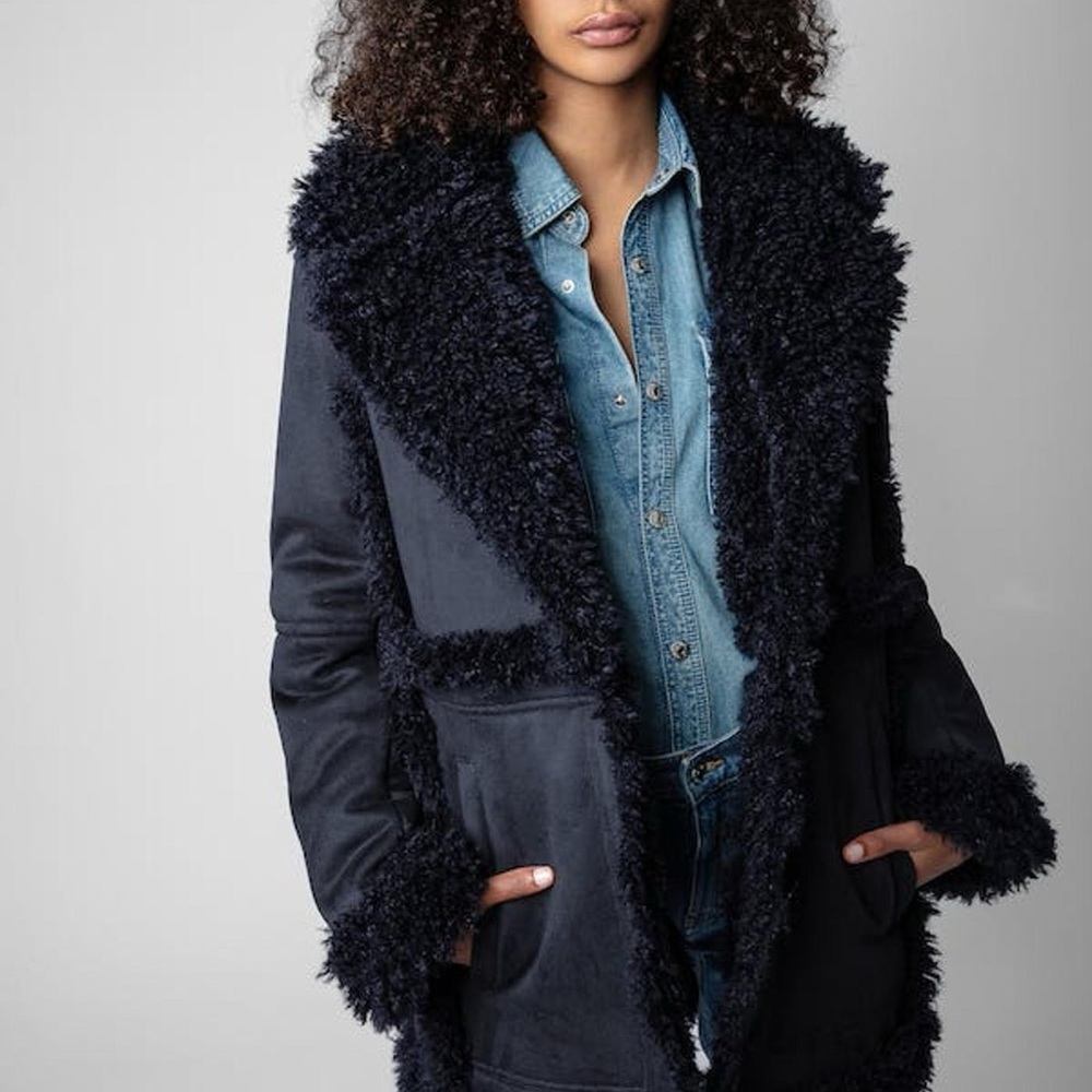 Zadig and Voltaire Women's Navy Shearling Coat